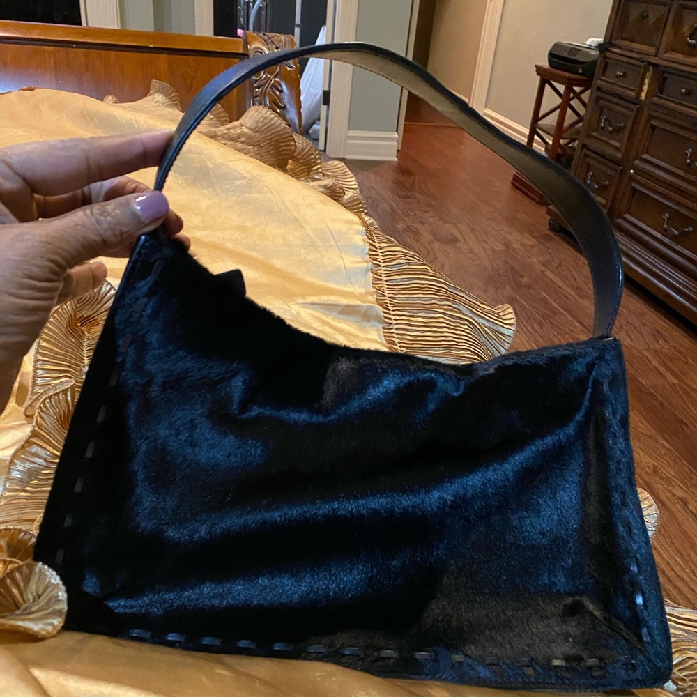 Black calf hair Coach bag . Great shape.